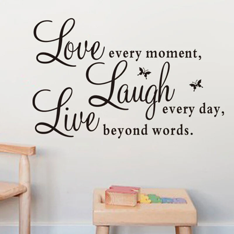 live laugh love quotes wall decals home decorations adesivo de paredes removable diy wall stickers letters room mural art