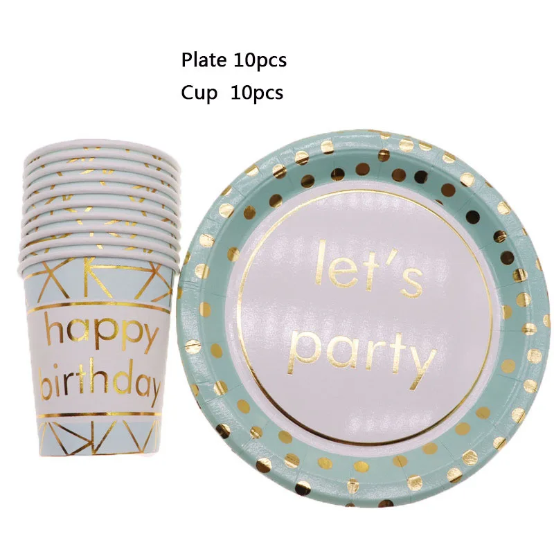 40 шт./лот золотые Красочные вечерние принадлежности бумажные тарелки салфетки под чашки мультфильм день рождения украшения на Рамадан для детей девочек Baby Shower - Цвет: 20pcs