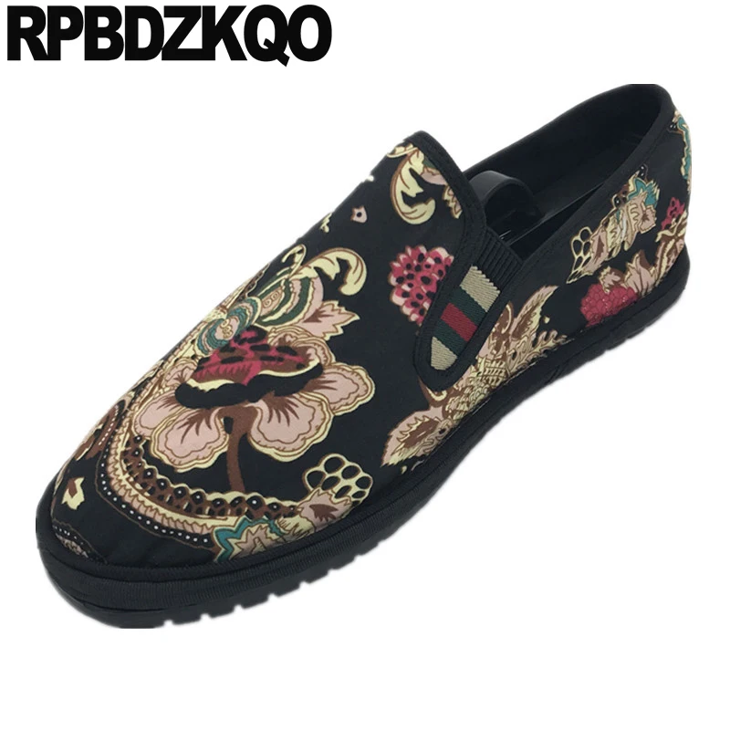 

large size casual floral breathable men fashion driving rubber sole slip on spring popular vintage shoes embroidery printed 2018
