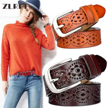 

ZLRPH Leather Belts For Women Fashion Genuine Belts For Jeans Women Top Quality Belt Womens Strap Ceinture Femme