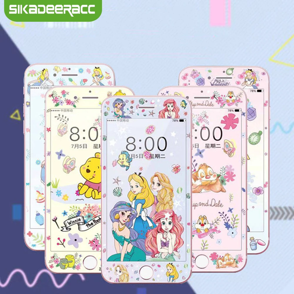 

Cartoon Tempered Glass Screen Protector For iPhone 7 8 6 6s Plus 3D HD Girls All Cover Anti Explosion Full Protection Film SJ32
