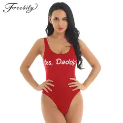 Yes Daddy цельный женский купальник с буквенным принтом женский сексуальный купальник с глубоким вырезом купальный костюм maillot de bain femme 2019
