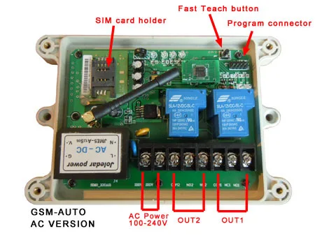 GSM Пульт дистанционного управления коробка/двойной выход реле большой мощности(GSM-AUTO AC type)(QUAD Band