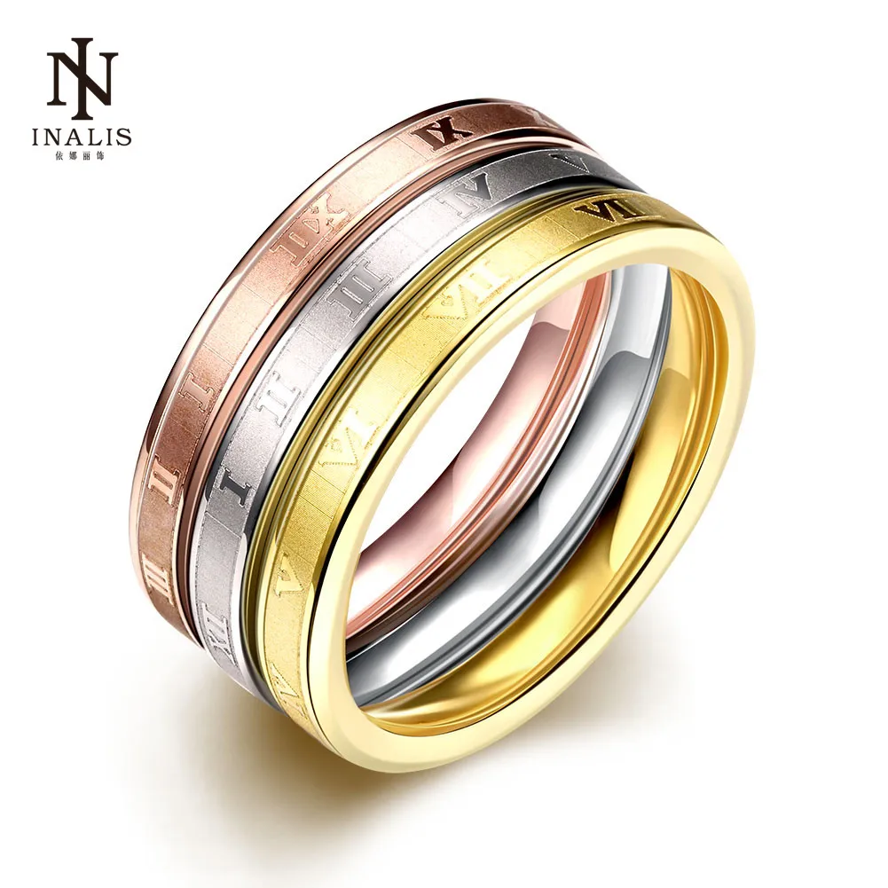 

INALIS Stainless Steel Rings New Hot Fashion Creative Multicolor Unisex Three Rings For Women Men Jewelry