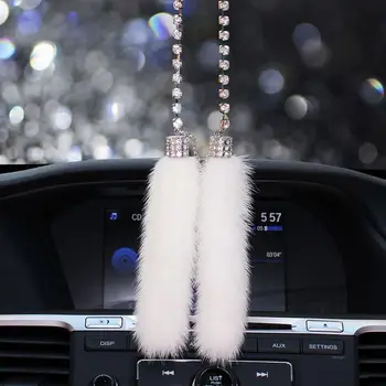 

Rhinestones Diamond Crown rearview mirror Plush Hanging ornaments Interior pendant Charming Pendant Automotive supplies