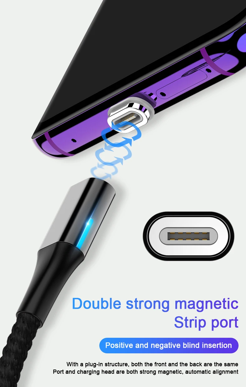 Магнитный usb-кабель Uverbon, суперзарядный кабель USB type C, Магнитный зарядный кабель Micro usb для зарядки и передачи данных, кабель USB для мобильного телефона