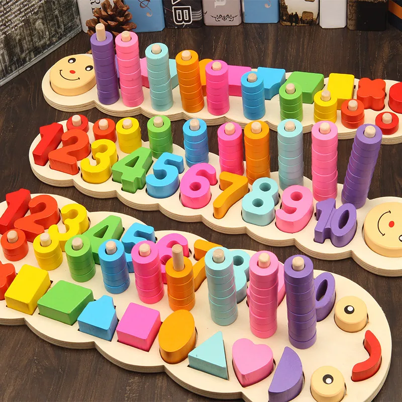 

Montessori Materials Children Wooden Learning To Count Numbers Matching Digital Shape Match Early Education Teaching Math Toys