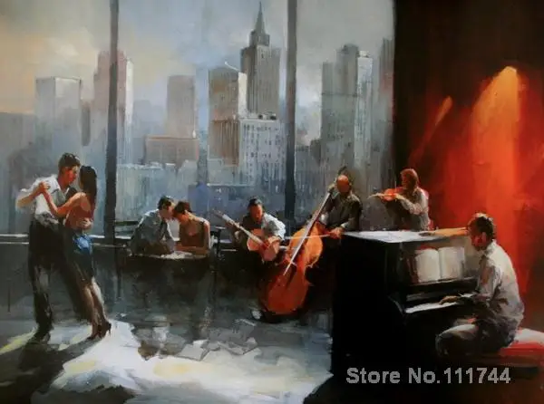 

Romantic paintings Musicroom with view on skyline III Willem Haenraets art on Canvas High quality hand painted