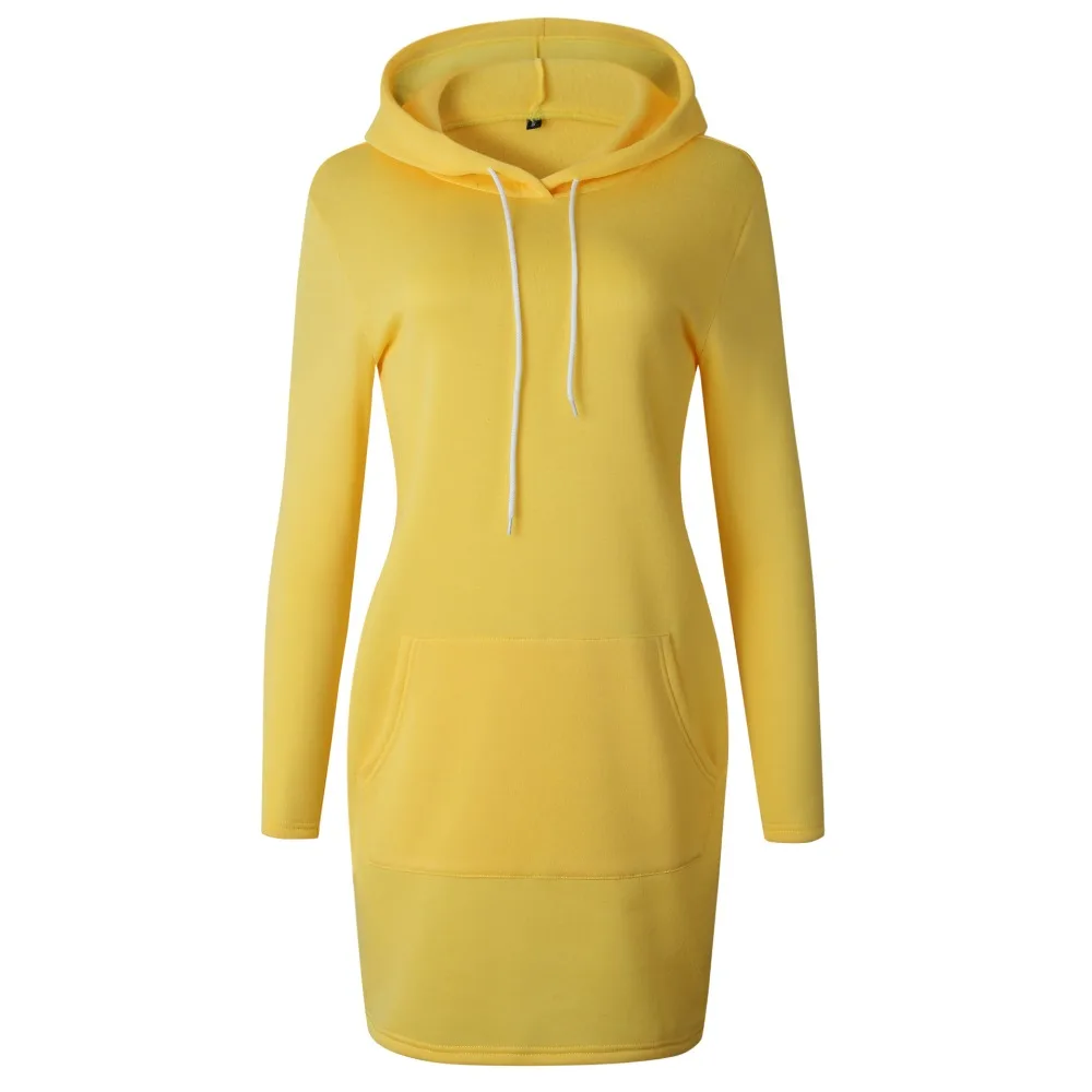 Осень 2019 новый с длинным рукавом Hodded для женщин Кофты Уличная карман рубашка толстовка желтый серый пуловер кружево до дамы топы