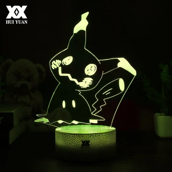 

HUI YUAN New Pokemon Mimikyu Cute Cartoon 3D Lamp LED Cool 7Color Night Light USB Sleep Table Lamp Surprise Gift For Children