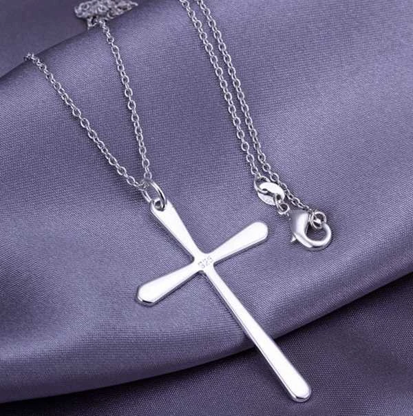 

silver plated fashion jewelry pendant Necklace, 925 jewelry silver plated necklace Long cross pendant necklace mkku cwxk