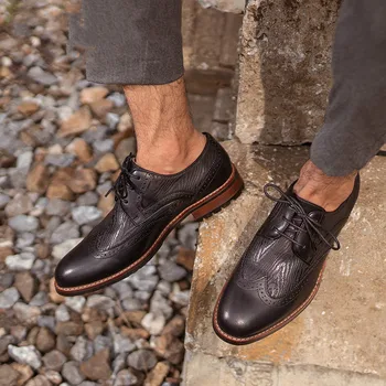 

QWEDF Men genuine leather shoes High Quality Elastic band Fashion design Solid Tenacity Comfortable Men's shoes big sizes YC-100