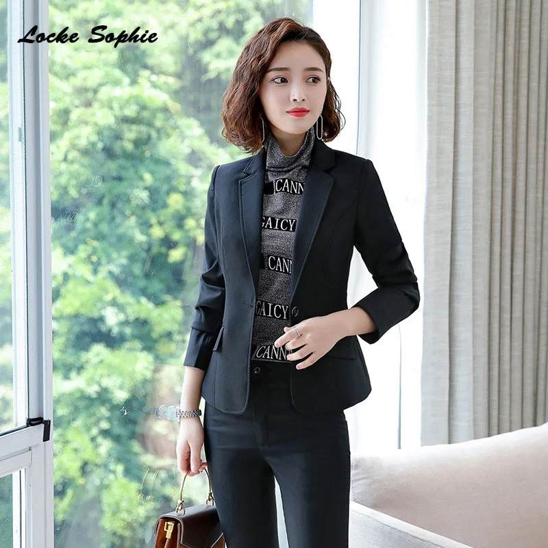 1pcs Women Plus size Blazers coats 2019 Autumn cotton Splicing Long sleeves Black Small Suits jackets ladies Skinny Blazers Suit