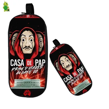 

La Casa De Papel Cosmetic Case Make Up Bags Double Layer Pencil Case Boys Girls Large Capacity School Supplies Makeup Bags