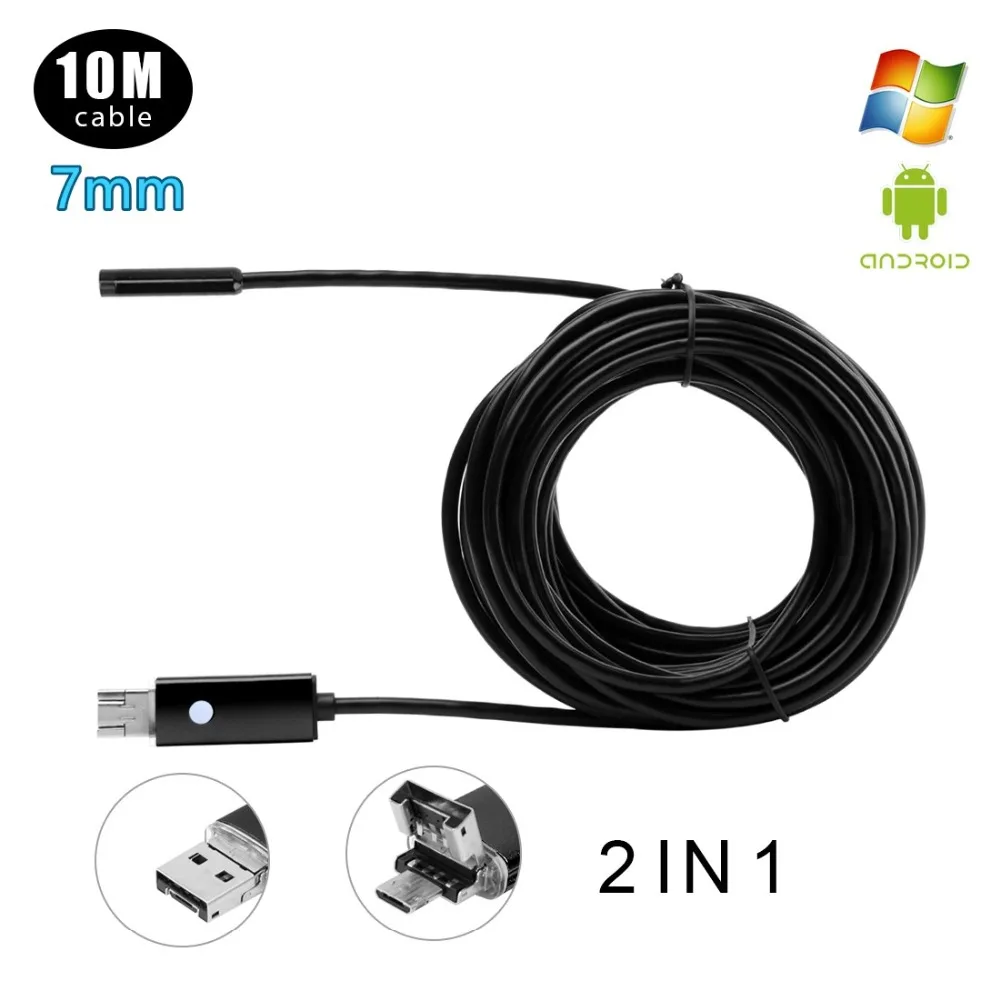 

10M 7mm Endoscope Camera HD USB Android Endoscope Waterproof 6 LED Borescope Inspection Camera Endoscope For Android PC