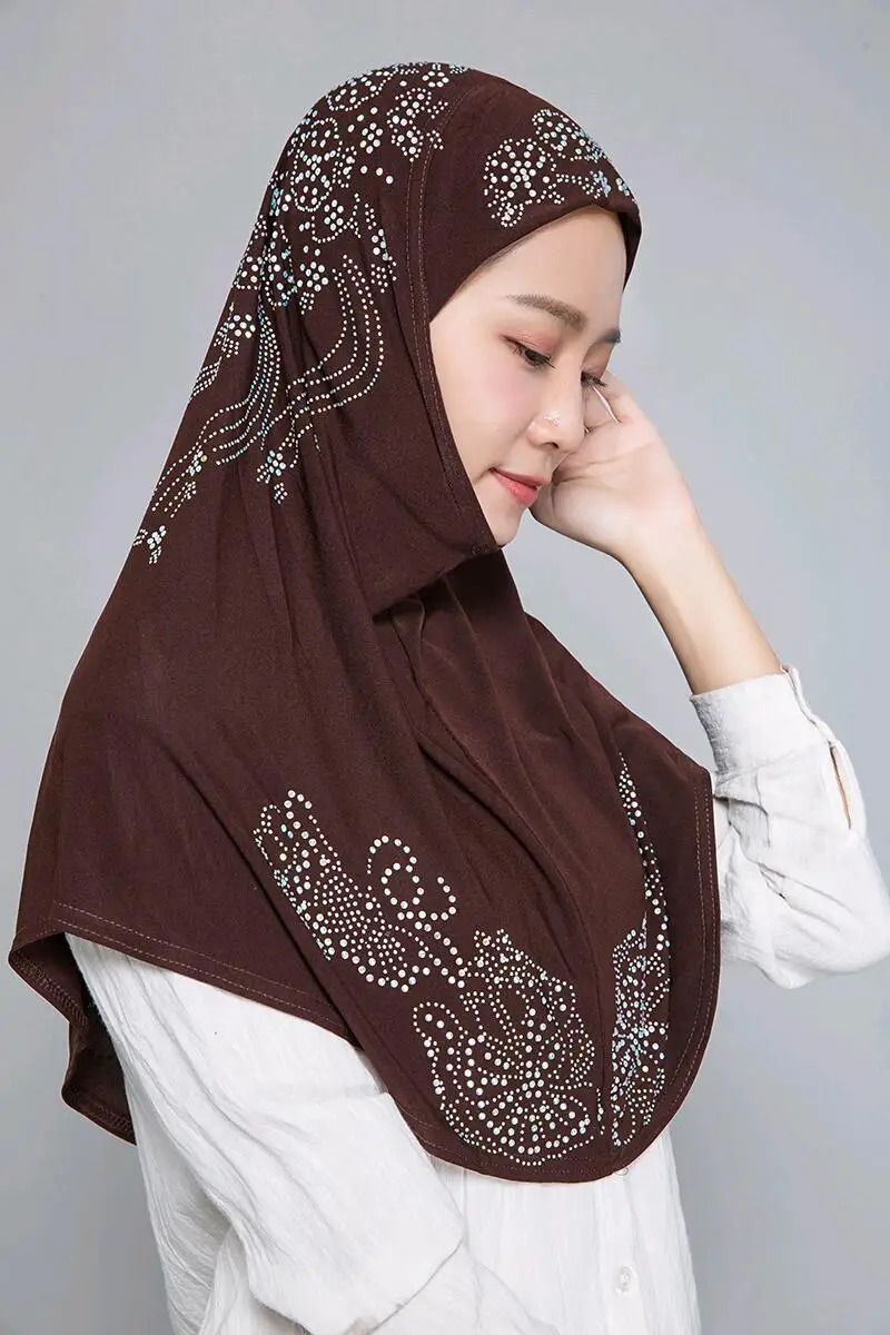 H1160 последние мусульманская хиджаб со стразами, женщин тюрбан, мусульманский шарф, быстрая