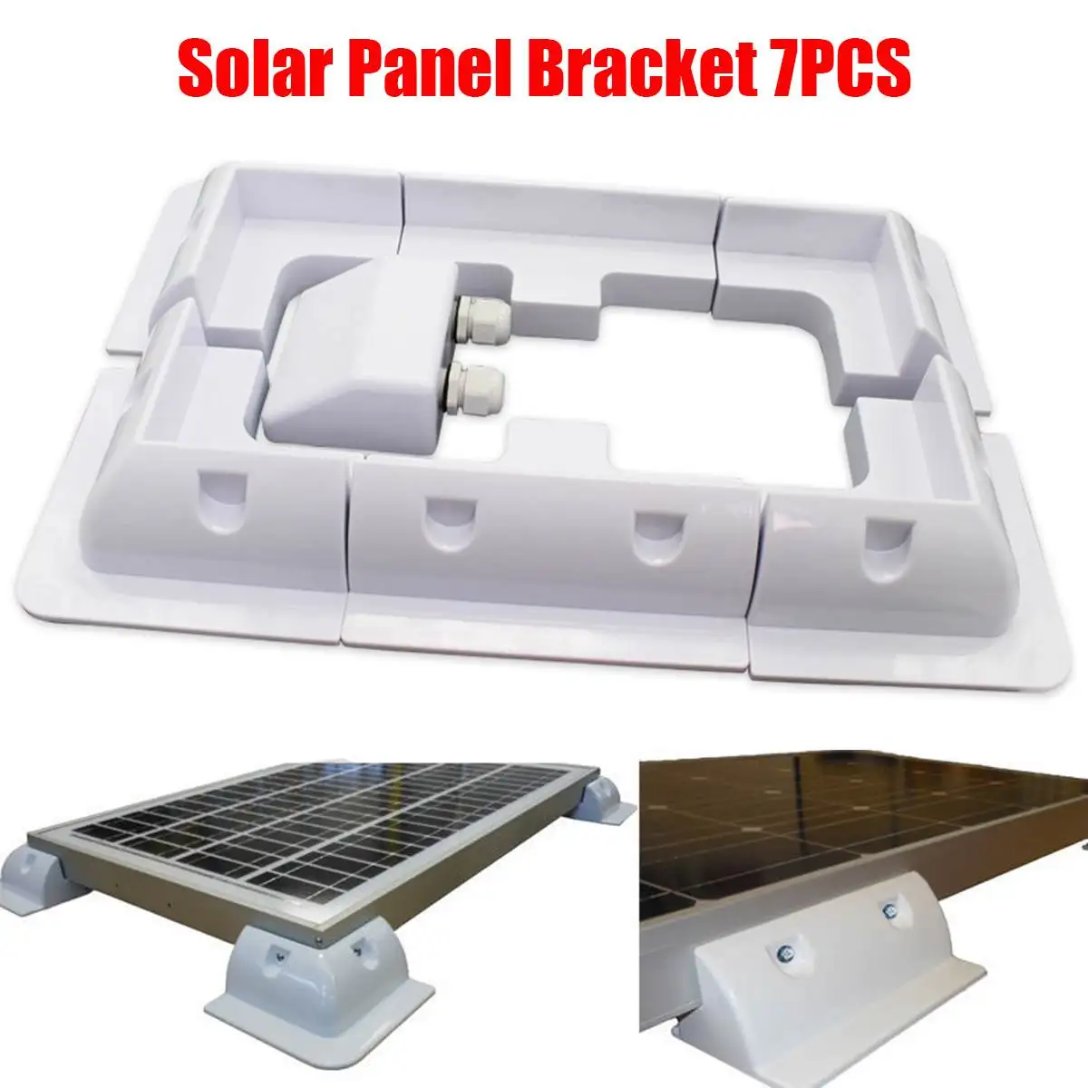 

7pcs/set White ABS Solar Panel Mounting Bracket Kits Cable Entry Gand Ideal for Caravan Motorhome RV Boat Vehicle Roof Mount