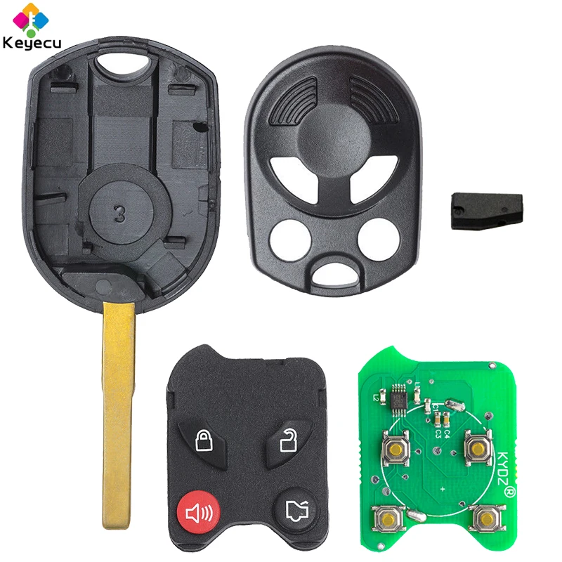 KEYECU Замена дистанционного ключа 3 + 1/4 кнопки и 315 МГц 4D63 чип FOB для Ford C Max Escape Focus Transit