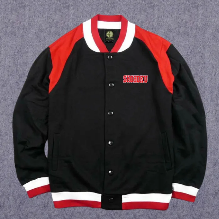 

Anime Slam Dunk Shohoku Baseball Jackets Hoodies Winter Embroidery Letter Coat Button Jackets Cosplay Costumes for Men