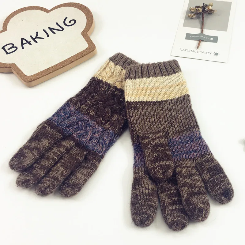 Зимние перчатки для женщин и мужчин, вязаные теплые зимние эластичные вязаные рукавицы, шерсть, полный палец, Guantes, женские вязаные перчатки
