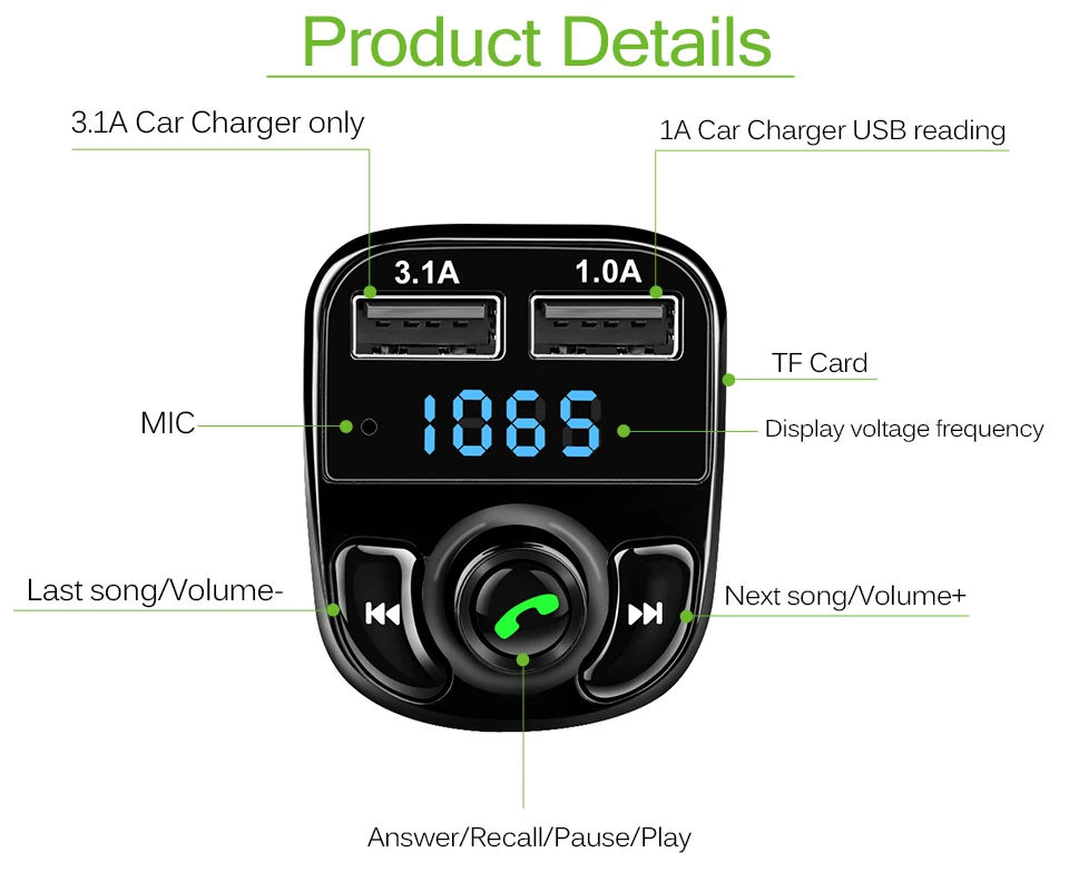 車載 Fmトランスミッターbluetoothブルートゥース ウォークマン 車用 Usb車充電器 Mp3プレーヤー 変調器 お洒落 2usb充電ok12 24v