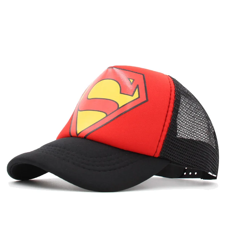 Бейсбольная кепка для детей мальчиков Супермен супергерой Snapback сетчатая шляпа лето Хип Хоп Регулируемый головной убор аксессуары для улицы