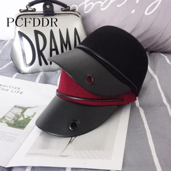 

PCFDDR Korean style hat, ladies' leisure temperament, Beret Cap, pure color PU hole cap.