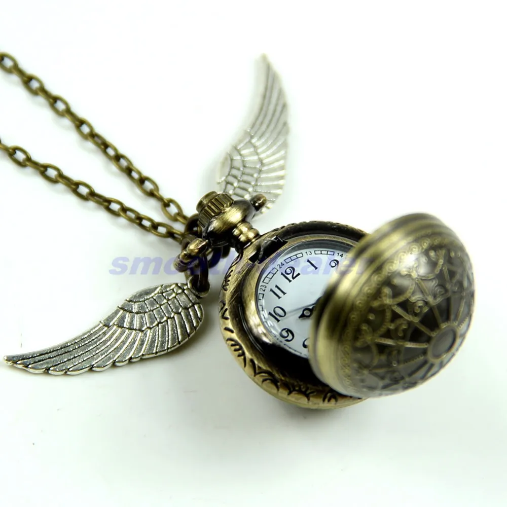 Античный Винтаж Паутина мяч крыло ожерелье кулон кварцевые карманные часы подарок
