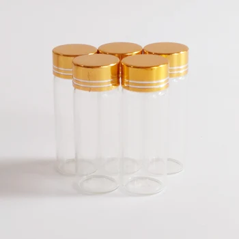 

50pcs/lot high quality glass bottle with Gold lid Tea Candy clear glass vial 22*60mm Dry Goods Storage bottle Home Decoration