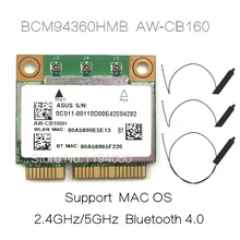 AzureWave AW-CB160H Broadcom BCM94360HMB 802.11AC 1300 Мбит/с беспроводной Wi-Fi WLAN Bluetooth 4,0 Mini PCI-E карта+ 20 см MHF4 антенна