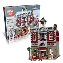 2313Pcs Lepin 15004 City Street Creator Fire Brigade Model Building Kits Minifigure Blocks Bricks Compatible 10197 free shipping