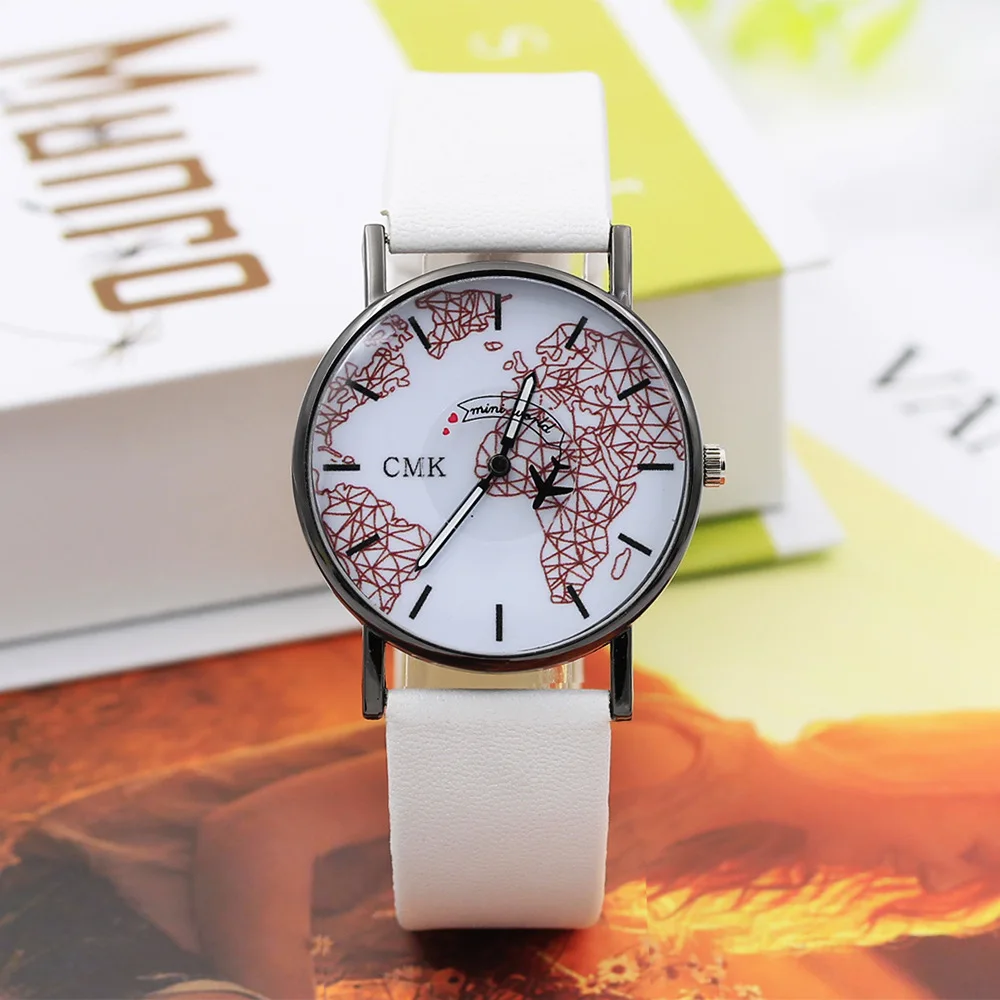 Fashion Global Travel By Plane Map Men Women Watches Casual Denim Quartz Watch Casual Sports Watches for Men relogio feminino