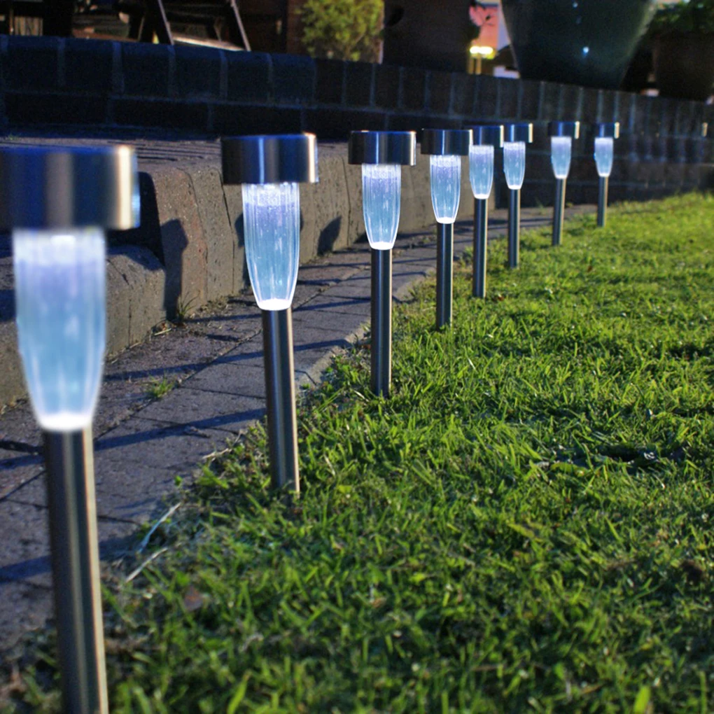 

8pcs Stainless Steel LED Ground Solar Power Light Lamp for Lawn Garden White Light