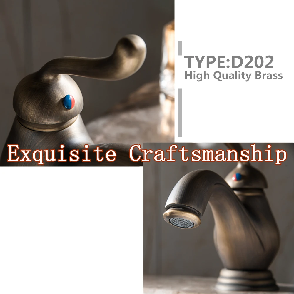 Bathroom Sink Faucet Antique Bronze Basin Faucet Water Tap Single Handle Cold and Hot Water Tap4
