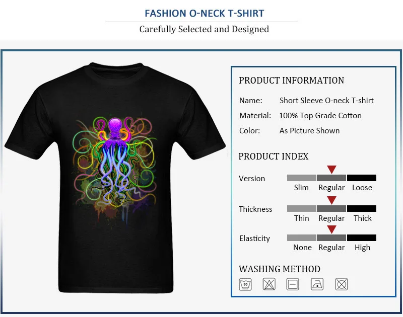 Octopus Psychedelic Luminescence New Design Short Sleeve Funny T Shirt 100% Cotton Crewneck Men's Tops Shirts Tee-Shirts Summer Octopus Psychedelic Luminescence