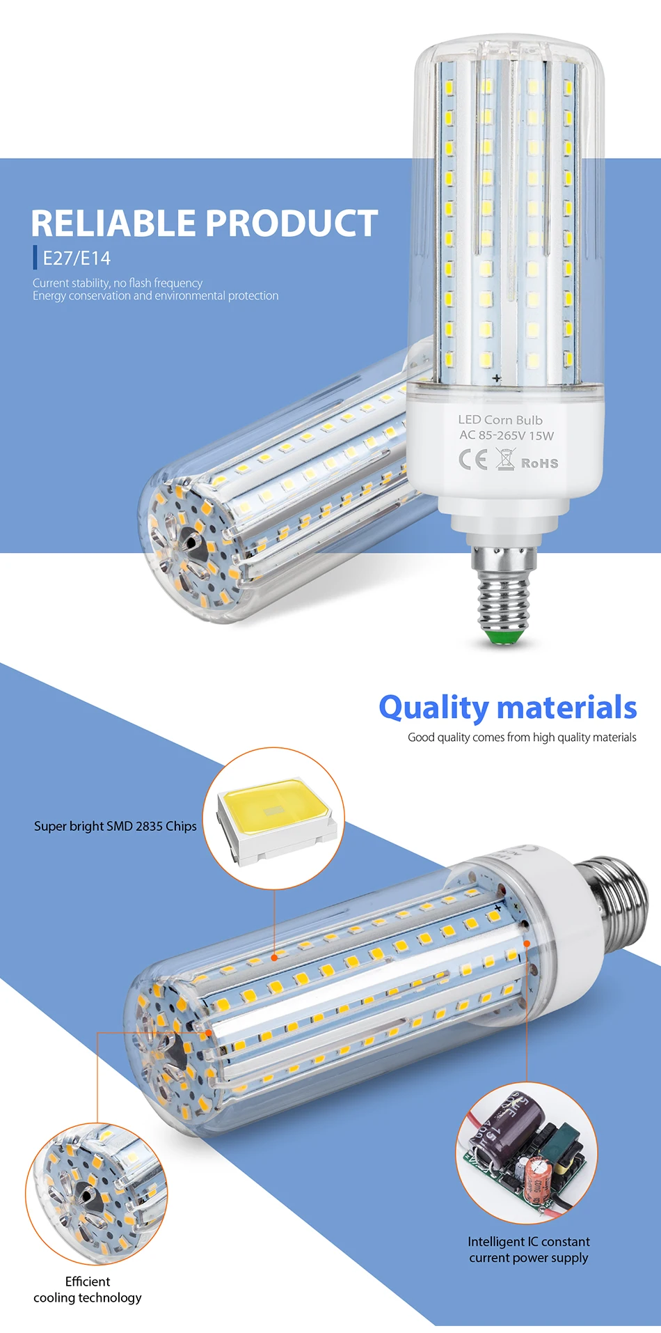 SMD 2835 Светодиодная лампа E14 Светодиодная лампа-кукуруза lampadine Led E27 без мерцания светодиодные лампы 5 Вт 10 Вт 15 Вт 20 Вт лампы в форме свечи 220 V светодиодный настенный светильник для домашнего украшения