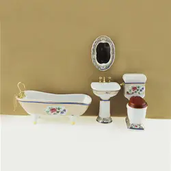 1/12 Кукольный миниатюрные аксессуары мини-ванной зеркало Туалет умывальник набор моделирования Ванная комната Модель игрушки для