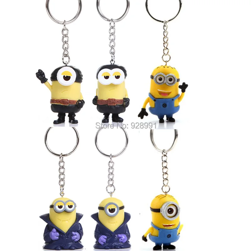 2pcs/lot Minion Keychain Cartoon Minions Keychains Plastic Figure