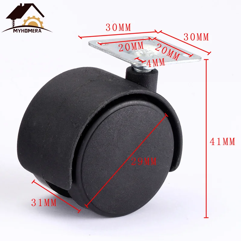 O rodízio m8 da mobília das rodas de myhomera 4x 2x roda o rodízio do giro de 30mm substituiu a roda silenciosa do trole com proteção do freio-4
