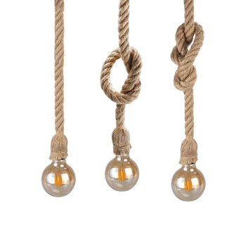 

1m 2m Retro E27 Hemp Rope Pendant Light Vintage Edison Ampo LED E27 Bulb 85-265V Rustic Style Cafe Restaurant Parlor Study Decor