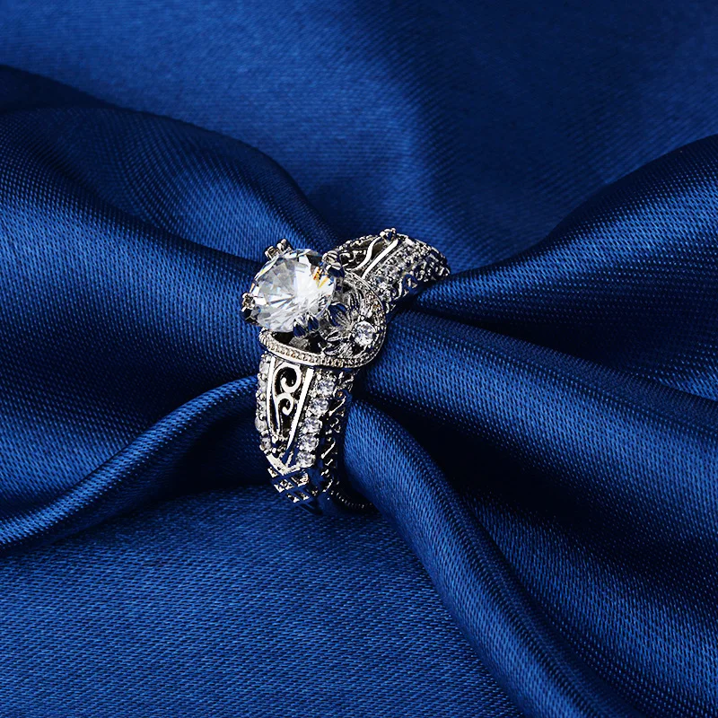 

New sunflower sun flower inlaid zircon ring Female micro inlaid crystal rose gold hand jewelry wedding rings