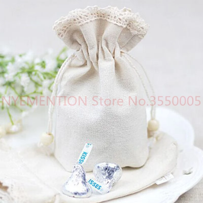 

Lace Cotton Gift PouchDrawstring Bag 8.5x14.5cm(3.25"x5.5") Pack of 200 Baby Shower Birthday Wedding Party Favor Holder