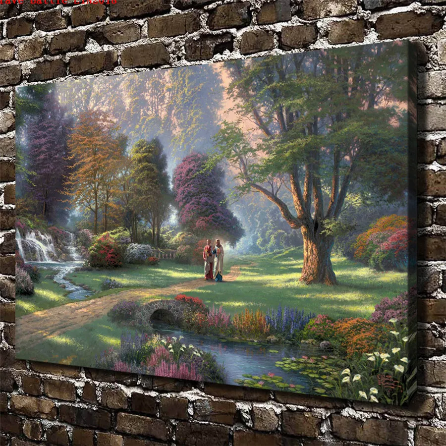 Thomas Kinkade Walk of Faith Canvas Painting Print Living