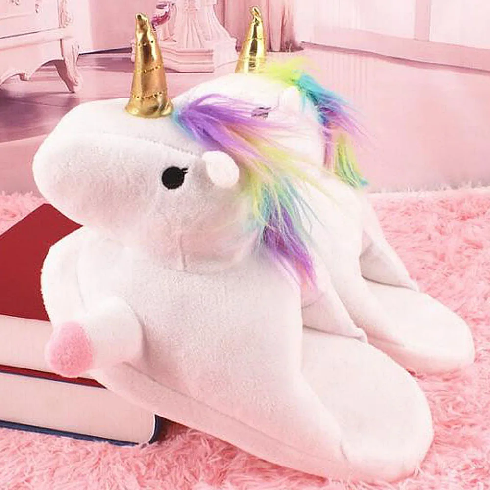 

Unicorn Peluche Unicornio House Indoor Winter Slippers Women Warm Chausson Femme Home Animal