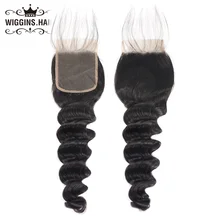 Wiggins Волосы Бразильские свободные глубокие синтетические волосы волнистые 4x4 кружева средняя/три/свободная часть Закрытие с волосами младенца Remy человеческие волосы кружева