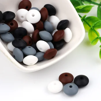 

52pcs 12MM Lentils Silicone Beads Bpa Free For DIY Teething Necklace Baby Teether Toy Accessories Pacifier Mix Beads