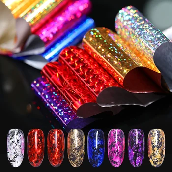 

sparkly Nail Foil Set Floral Star Nail Art Transfer Sticker Flowers Decals Tips Strip Line Decoration for Nail Gel