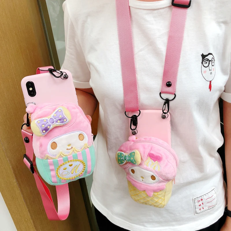 

For iPhone 8 8Plus Melody Pouch Case , Cartoon Totoro minnie wallet Shell for iPhone XS max XR X 6 6S 6SPlus 7 7plus + strap
