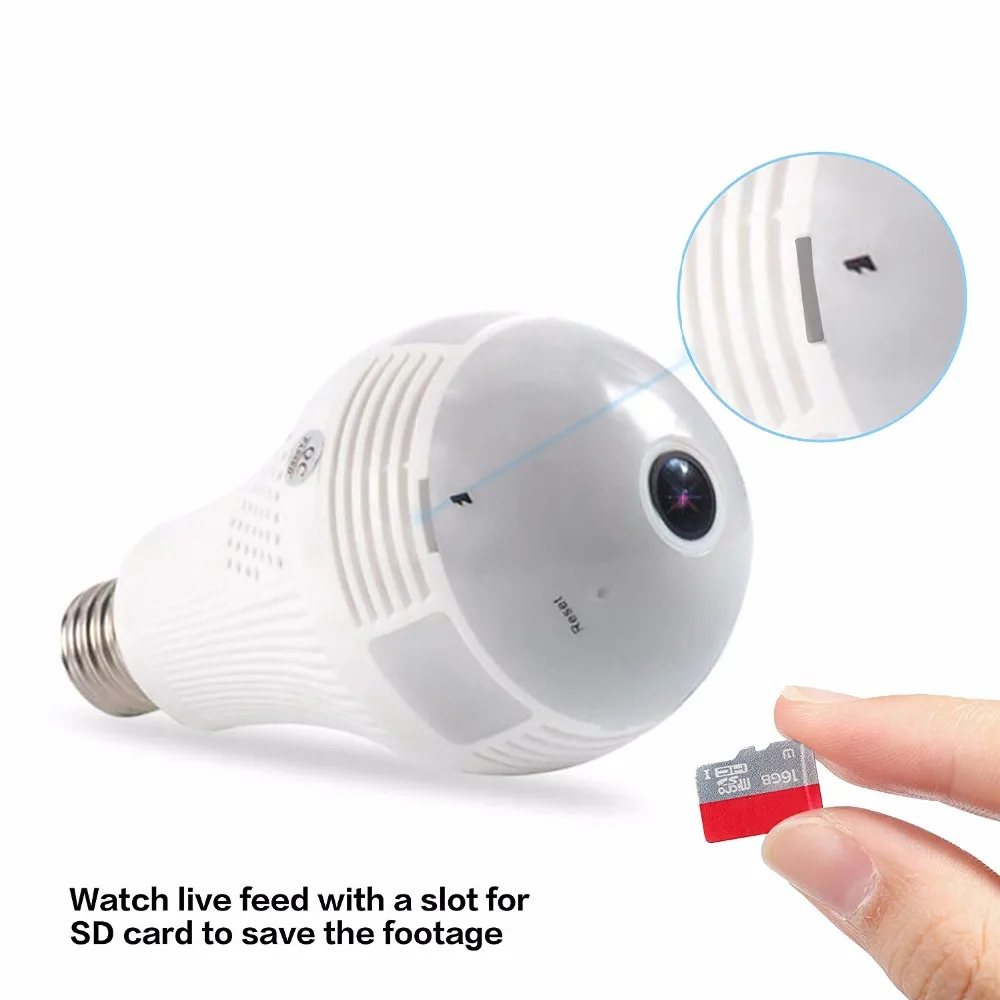 Wifi Panoramic Fisheye 360 degree Camera Wireless IP LED Light Bulb Mini Camera 1.3MP 3D VR 960P Security Bulb WIFI Camera CCTV