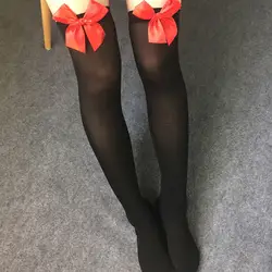 Одежда высшего качества Косплэй Полосатые Гольфы японский напечатаны бедро высокие чулки Для женщин колено колготки скелет